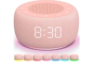 DOUMOSH Radio avec Bluetooth, Réveil Radio avec gradateur 0-100%, Haut-Parleur Bluetooth, Veilleuse colorée, Réveil Radio numérique alimenté par Le Secteur pour la Chambre - Rose