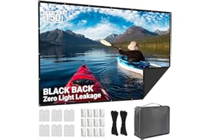 Projector Screen 150 Inch Outdoor: LEORFI Improved Black Background Black Opaque - Portable Projection Screen Indoor - Projector Screen Foldable Washable for Home Cinema - with Carry Bag
