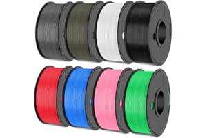 SUNLU Matt PLA Filament Bundle Mehrfarbig, 250g PLA 3D Drucker Filament 1.75mm, 0.25kg/Spule,8 Packung Insgesamt 2KG, Matter Oberfläche, Schwarz+Weiß+Grau+Blau+Grün+Rosa+Rot+Lehm