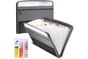 CHILLSILA Expanding File Folder, 13 Pockets Accordion File Folder Document Organizer, A4 Document Accordion Folder with Zipper Closure, Portable Wallet Filling Storage
