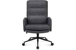 Youhauchair Desk Chair, Faux Cashmere Office Chair with High Backrest, Comfortable Desk Chairs for Bedroom, Office Chairs for Home with Adjustable Height, Dark Grey