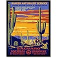 Wee Blue Coo Travel Saguaro Monument Desert Cactus Cowboy USA Art Print Framed Poster Wall Decor 12X16 Inch