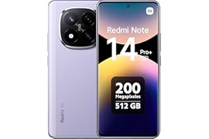 XIAOMI Redmi Note 14 Pro+ 5G - Smartphone de 12+512GB, Pantalla de 6.67" AMOLED FHD+ 120Hz, Snapdragon 7s Gen 3, cámara de 200MP, HyperCharge 120W, 5110 mAh, Cargador no Incluido, Morado (Versión ES)