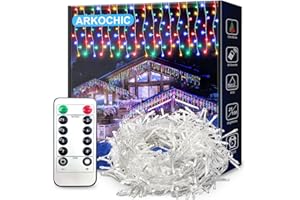 ARKOCHIC 30M Guirlande Lumineuse Rideau Noël Extérieur, 1200LED Intérieur Guirlande Lumineuse Fenetre 8 Modes Étanche Décoration Noel pour Maison Mariage Balcon Chambre Jardin Patio Fête, Multicolore
