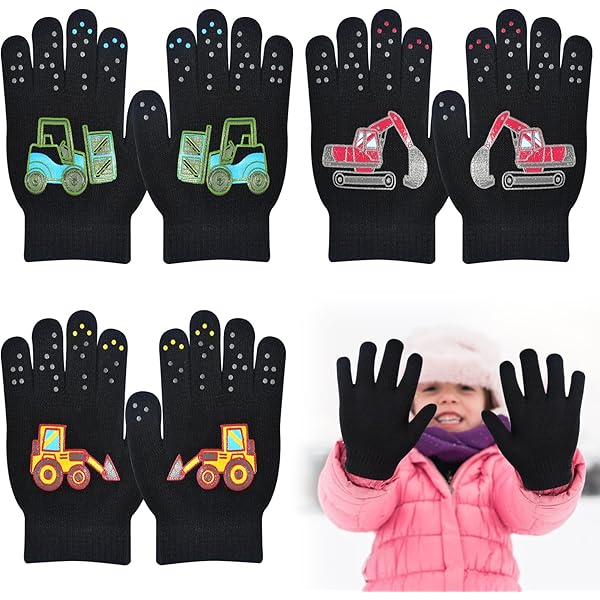 6 Paia Guanti Invernali Bambini 5-12 Anni - Maglia Elastic, Dita Intere, Design Sportivo - Foto 12