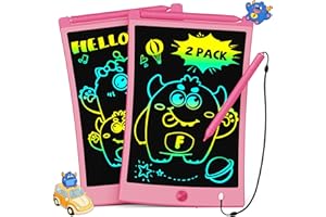 TEKFUN 2Pack 8,5 Pollici Tavoletta Grafica Bambini, Tavoletta da Scrittura LCD, Lavagna per Bambini Giocattolo 3 4 5 6 7 anni Bambini Regali di Compleanno e Natale per Ragazzi e Ragazze (2*Rosa)