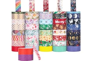 LUZOON 48 Rolls Washi Tape Set, Deko Klebeband Folie Gold und Silber Masking Tapes Absperrband, Papier Tape Dekoratives für kinder Bullet Journals, Geschenk - Breite 15 mm und 5mm