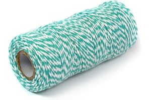 ‎FRAU WUNDERVOLL Frau WUNDERVoll® 95 Meter GARN TÜRKIS aus Baumwolle, ca. 1mm Stärke/Bakers Twine, Kordel, Dekogarn, Schnur, Gastgeschenk, Hochzeit, Anhänger, Bastelgarn