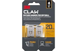 3M CLAW - Ganci per quadri in cartongesso per decorazioni per la casa e per appendere quadri, 4 grucce per contenere fino a 20 kg, ideali per oggetti pesanti