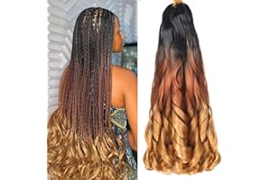 LIANLIAN French Curly Braiding Hair 8 Pack 18 inch Loose Wavy Spiral Curl Braids Crochet Hair Deep Wave Synthetic Extensions Pre Stretched Bouncy Braiding Hair (1B/30/27#, 18 inch)