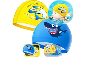 IKHAI® Gorros de Piscina para Niño - 2 Unidades - 1 a 10 Años - Natación Accesorios - Gorro Piscina Bebe - Fácil de Poner - Tela Elástica