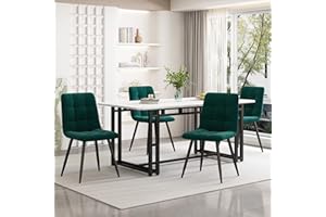 Ymkua Esstisch mit 4 Stühlen Set, 140x80x74 cm Rechteckiger Esstisch, Esszimmergruppe, Moderne Küche Esstisch Set, Esszimmerstuhl Küchenstuhl Set, Küchentisch Set für Wohnzimmer und Küche (Grün)