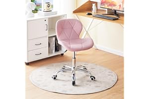 ‎CLIPOP CLIPOP Bürostuhl ohne Armlehne, Drehstuhl 360°, Schreibtischstuhl mit Rollen, höhenverstellbar, bis 120 Kg belastbar, für Arbeitszimmer, Schlafzimmer, Homeoffice, Schminkbereich (Kunstleder, Rosa)
