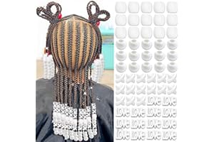 Auroriel 60 perles à cheveux pour enfants filles perles de tresse colorées blanc X-rond-LOVE-forme mixte avec aide à l'enfilage