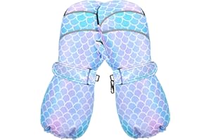 AuSletie Kids Winter Mittens Waterproof Snow Ski Gloves for Girls, Warm Sherpa Lined Long Cuff Snowboard Gloves