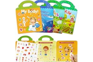 Libros de pegatinas reutilizables, Tixlux, paquete de 4 libros de pegatinas para niños de 2 a 6 años, niños y niñas, libro de pegatinas 3D, juguete educativo de aprendizaje, regalos de cumpleaños