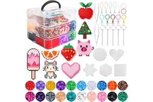 TPVUPC Set Perline da Stirare, 10000 Pezzi 20 Colori Perline a Fusione Con Custodia, 5mm Kit Creativo Fai da Te Con Piastre, Modelli E Accessori per Artigianali Fai Da Te Per Bambini Giochi Creativi