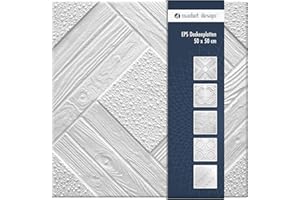 MARBET DESIGN Pannelli da soffitto in polistirene EPS, pannelli da soffitto leggeri e robusti dal design moderno (pacchetto risparmio 2QM DUET 50 x 50 cm), pannelli da soffitto, bianco