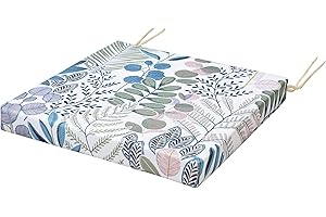 SOFTILLO Patio Chair Cushion with Seat Ties - Indoor and Outdoor Furniture Seating - Water-Resistant Polyester - Kitchen Dining, Lawn & Garden, Coffee Shop Use - 40x40x4cm - Leafy Sprigs
