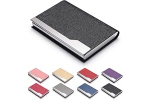 FACATH Visitenkartenetui – Luxus PU-Leder Namenskartenhalter & Edelstahl Multi Kartenetui, Slim Metal Pocket Card Holder Wallet Credit Card ID Case/Holder with Magnetic Shut – Schwarz