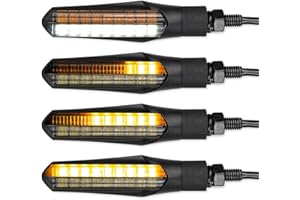 Simda Pro Indicatori Frecce LED Moto Omologate E Mark con Effetto Dinamico Design Nero Universale per Moto Quad ATV Lampeggiante Sequenziale Alta Luminosità Norma IP67 Impermeabile