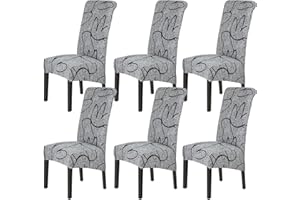 ‎JAOTTO Jaotto Stuhlhussen 6er Set Stretch, XL Stuhlhussen Abwaschbar Waschbarer Elastische, Stretch Stuhlschoner Große Stuhlbezüge für Esszimmer Büro Esszimmer Hotel Bankett(Grauer Stil,Set of 6)