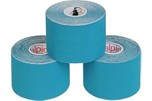 ALPIDEX Kinesiology Tape 1/3/ 6/12 Rolls Many Colors 5 m x 5 cm Application Examples E- Book Skin Friendly Muscle Support Elastic Strapping Tape, Colour:Light Blue, Quantity:3 Rolls