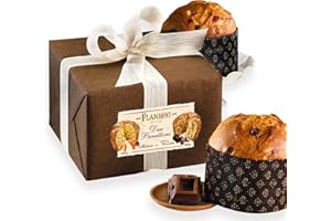 FLAMIGNI, Cofanetto Due Panettoni: 1 Panettone Artigianale Milano Tradizionale Canditi e Uvetta(500gr) + 1 Panettone Artigianale con Gocce di Cioccolato Fondente e al Latte (500 gr), Confezione Regalo