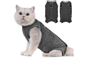 Avont Traje de Recuperación para Gatas Esterilizadas, Ropa Postoperatoria Protectora Antilamido, Chaleco para Cirugía y Heridas Abdominales (Gris Oscuro,S)