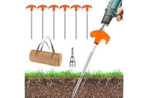 dellyy 6 Picchetti per Tenda Girevoli, 20 cm Picchetti Filettati per Tenda, Picchetti Stabilo per Campeggio e Esterni, Picchetti Acciaio per Tenda, Chiodo da Campeggio a Vite, Camping Stakes