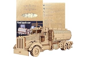 Sadodo 3D Wooden Model Kits,for Adults Wooden Puzzle,Home Office Desk Decoration Creative Gifts Idea for Teens Adults (Tank CAR Puzzle KIT)