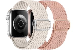 HalfYue Pleciony pasek kompatybilny z Apple Watch 38 mm, 40 mm, 41 mm, 42 mm, 44 mm, 45 mm, 49 mm, regulowany, elastyczny nylonowy pasek