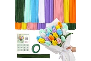 REOVIN 550 Pièces Fil Chenille, 8 Couleurs Cure Pipe Kit de Fabrication de Fleurs Chenille Loisir Creatif Kit de Fleurs en Forme de Pipe de Pour Décoration de Festival, Fournitures Artisanales