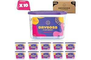 DRYBOSS Pack x 10 Deshumidificador Absorbente Anti Humedades de Armarios, Interior Casa, Cajones, Habitacion, Pared, Coche. Quita Olores y Absorbe Humedades. Previene Condensación. Antihumedad