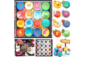 MOYKSRR Bomby do kąpieli Zestaw podarunkowy 16, ręcznie robiona bomba do kąpieli bąbelkowej do kąpieli bąbelkowej i naturalny olejek eteryczny Spa, relaks i nawilżenie suchej skóry - pomysł na prezent