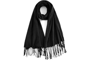 Bobelle Wear Schal Damen, Warme Winterschal Baumwolle Weicher Einfarbig Langschal mit Fransen/Quasten, Kuscheliger Deckenschal Große Dicker Stola, 196 x 69 cm