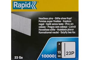 Rapid Ministift Nr. 23P, 35 mm, Galvaniserade, 10000-pack | Extra tunt, huvudlöst för nästan osynligt resultat, finsnickeri:
