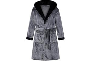 ALISISTER Peignoir Homme en Flanelle Polaire avec Capuche - Peignoir de Sauna et Maison pour Hommes, Tailles M à XXL