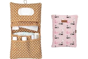 HAMUR HOME Diaper Bag with Changing Mat Organizer and Cosmetic Bag 2in1 - Small Diaper Bag for On The Go Mom's Diapers Cream Wipes Baby Organizer (Swan)