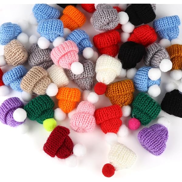 40 stuks geweven mini-mutsen - kerstmuts kaboutermuts zorgenwormpjes accessoires mini-hoed - poppenmuts doe-het-zelf mini-party flessenmuts Kerstmis