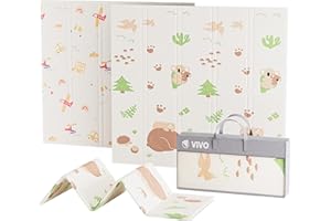 VIVO TECHNOLOGIES Baby Play Mat, Large Reversible & Foldable Waterproof Foam Playmat 120x120cm, Double-Sided Non-Slip Toddler Floor Mat for Crawling, Tummy Time, Nursery, Portable Floor Mat
