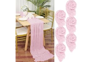YMHPRIDE 6 stycken bordslöpare av gasväv, rosa, 55 x 300 cm, rosa, bordslöpare för ost för bröllop, möhippa, babyparty, dekor