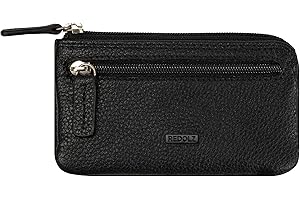 REDOLZ Leder Schlüsseletui/Schlüsseltasche | Schlüsselmäppchen, 2 Reißverschlussfächer & 2 Schlüsselringen | Maße 11,5 x 1 x 6,5 cm für Damen & Herren