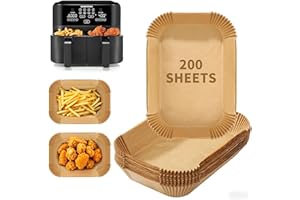 BUCOMTU 200Pièces Papier Cuisson Air Fryer, Pour Ninja Double Stack XL SL400EU 9.5L,Papier Cuisson pour Ninja Air Fryer Pour Ninja AF300EU/AF400EU