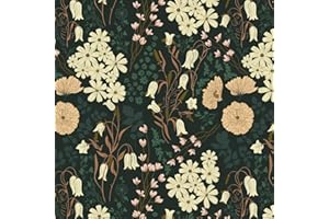 Fiula Papier peint auto-adhésif Fleurs 41CMx3M Coloré Mat Film adhésif Beige Vert Floral Papier peint mural Vinyle Imperméable à l'eau pour salon Chambre Armoire Tiroir Meuble