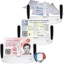 Support Pare-Brise Pour Carte Handicapé/PMR/VTC - Porte Carte Adhésif - Fabriqué En France