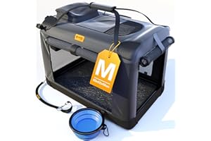 PetProved Caisse Transport Chien Cage Caisse de Transport pour Chien Chat Moyen Panier Caisse Transport Chien Voiture Niche Pliable pour Chiens Cage Pliable