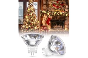 TobeBright 2X 6V MR11 Ampoules Halogènes 10W, GU4 Fibre Optique Arbre de Noël Ampoule Halogène de Remplacement Blanc Chaud 2800K 35mm Diamètre pour la Décoration ou L'éclairage Général, Dimmable
