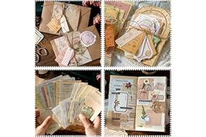 NPCSWXQ 400Pcs Scrapbook Supplies kit, 6 Pack of Vintage Crafts Planner Bullet Junk Journal Supplies Scrapbook Paper, Card Making Supplies and Scrapbooking Supplies DIY Mixed Media Collage Card