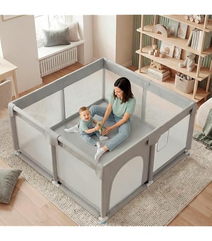 Box Per Bambini 120x120 Cm Julrrimg - Recinto Traspirante, Montaggio Rapido, Per Interni/esterni